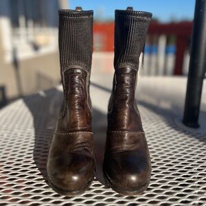 Shoto | Women’s brown leather boots, 2" heel